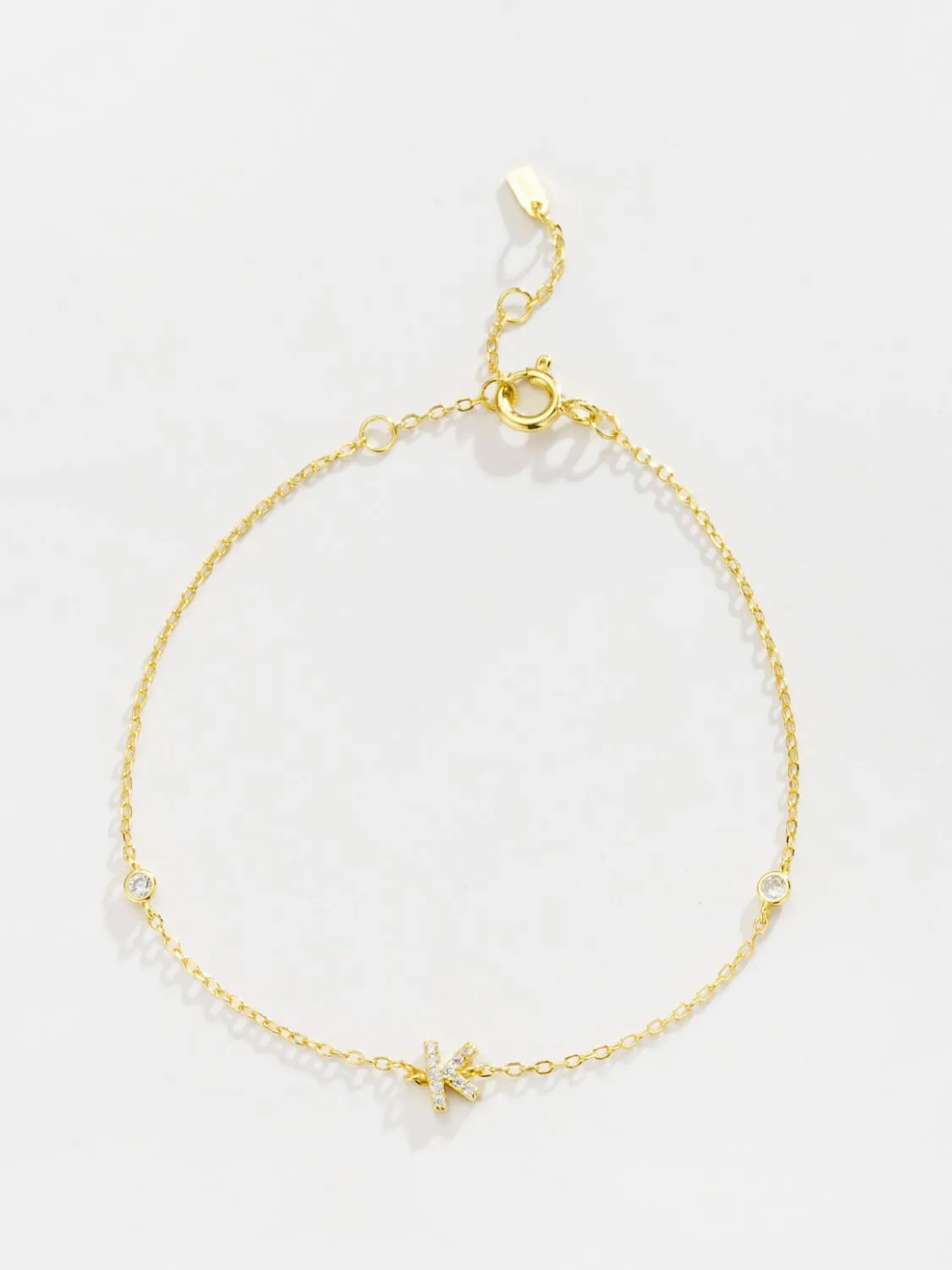 Letter Initial Bracelet, 925 Sterling Silver Bracelet, G To K Cubic Zirconia Letter Bracelet