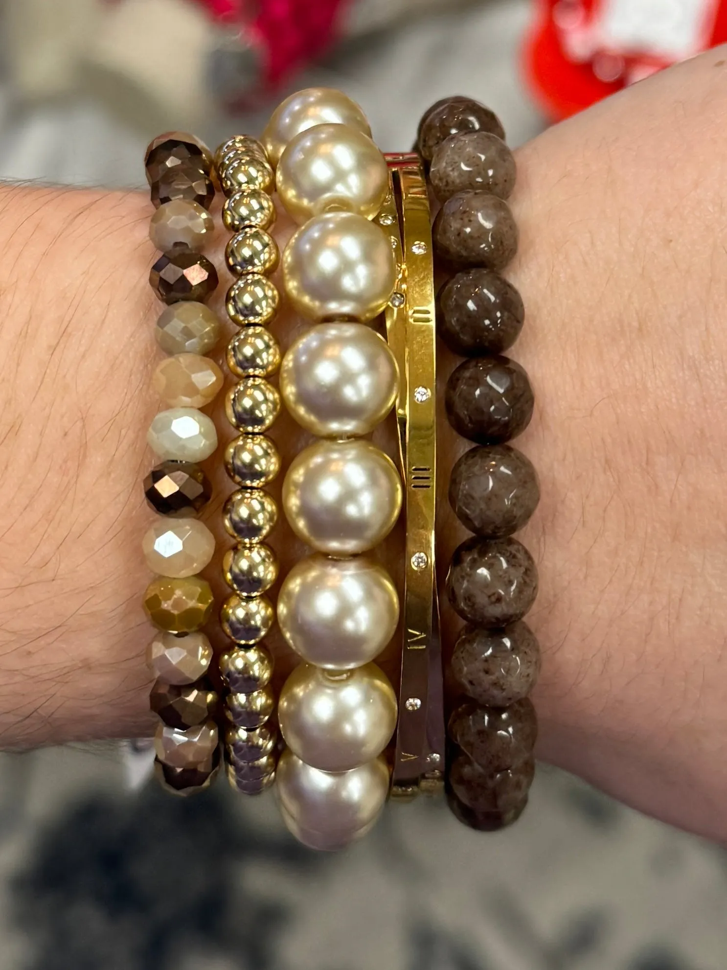 Lizard Grey Pearl 10mm Bracelet