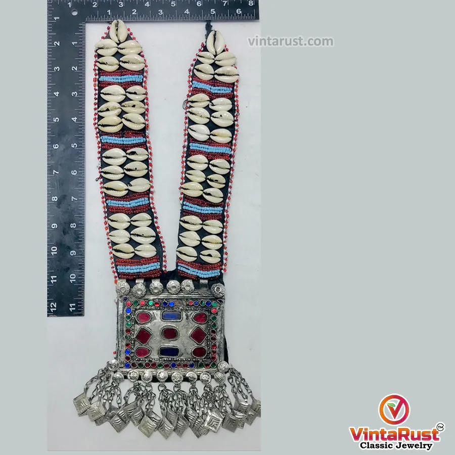Long Straps Pendant Necklace With Shells and Beads