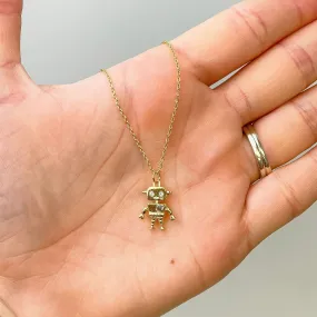 Love Robot Pendant Necklace - Gold