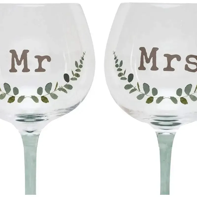 Love Story Mr And Mrs Gin Glass Set
