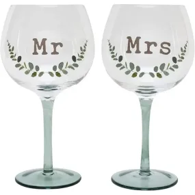 Love Story Mr And Mrs Gin Glass Set