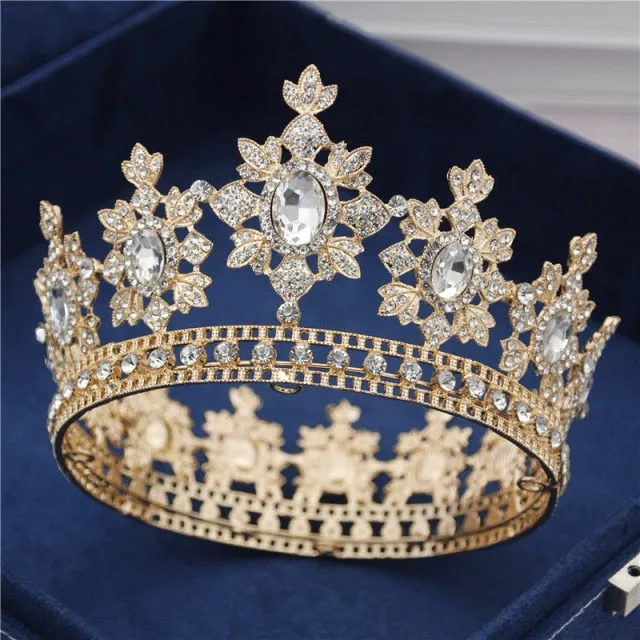 Luxury Royal England Wedding Gold Crown-Bride Tiara-Hair Jewelry