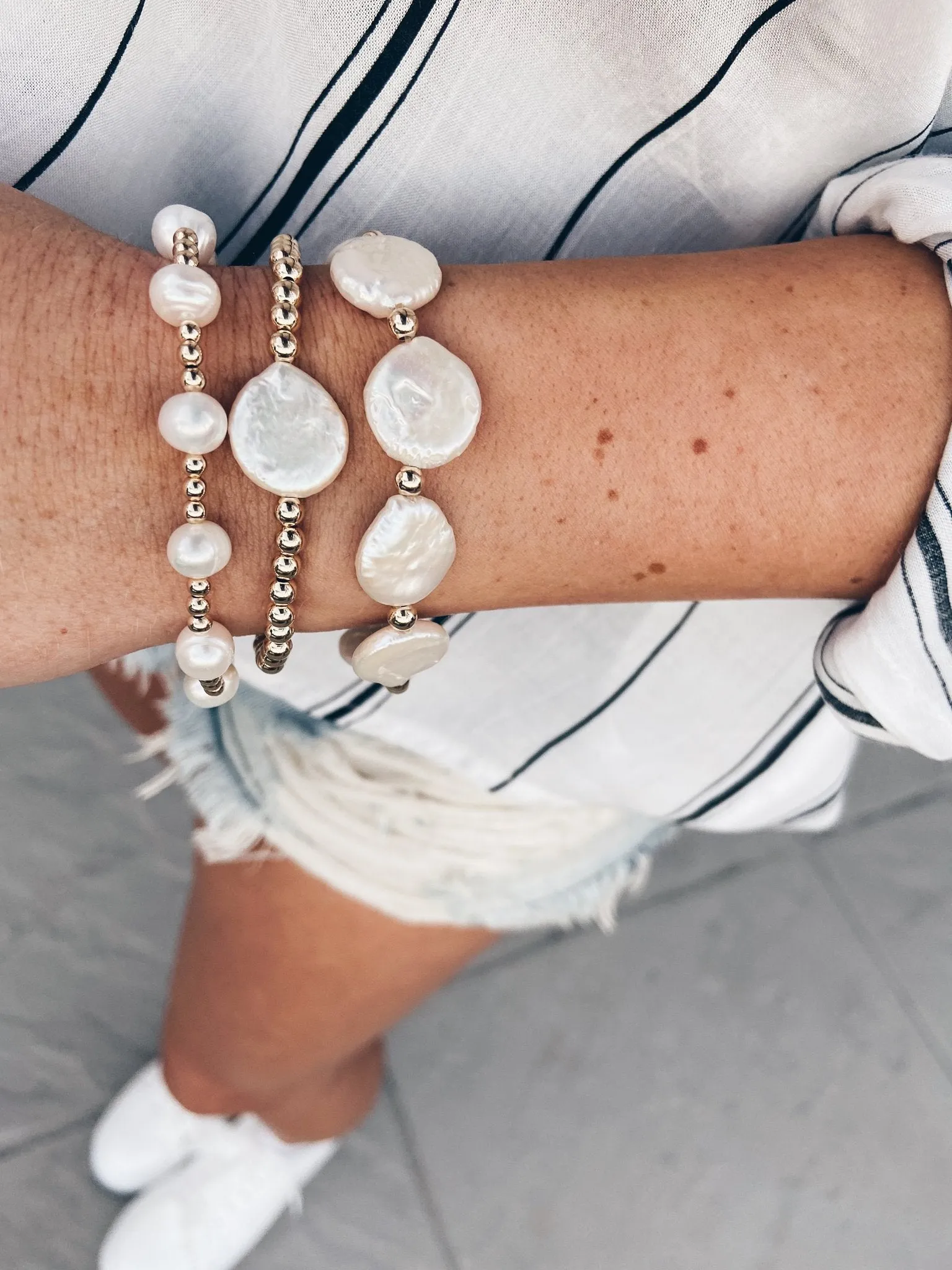 Mac and Ry - Freshwater Coin Pearl Bracelet
