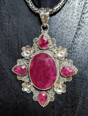 Magnificent Flower Ruby Pendant