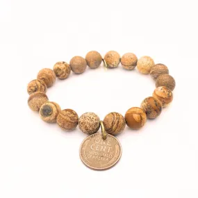 Matte Picture Jasper Bracelet   Wheat Penny