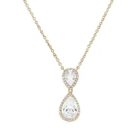 Melba Clear Gold Pear Drop Pendant | 25mm