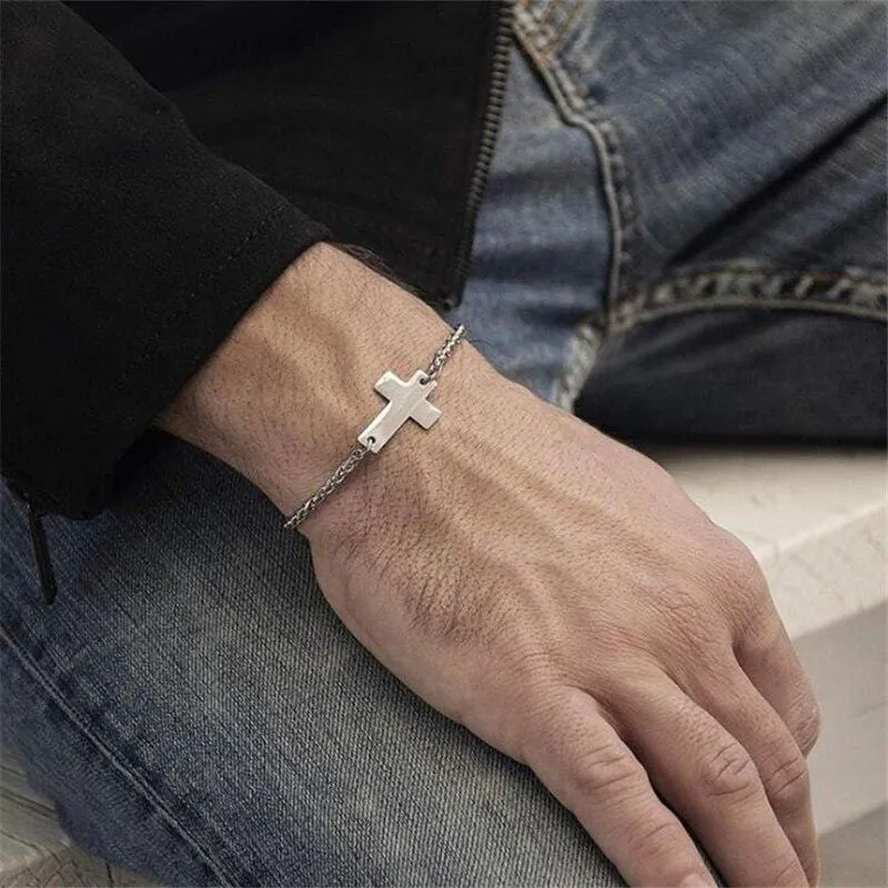 Men's Cross Bracelet <br> Glossy