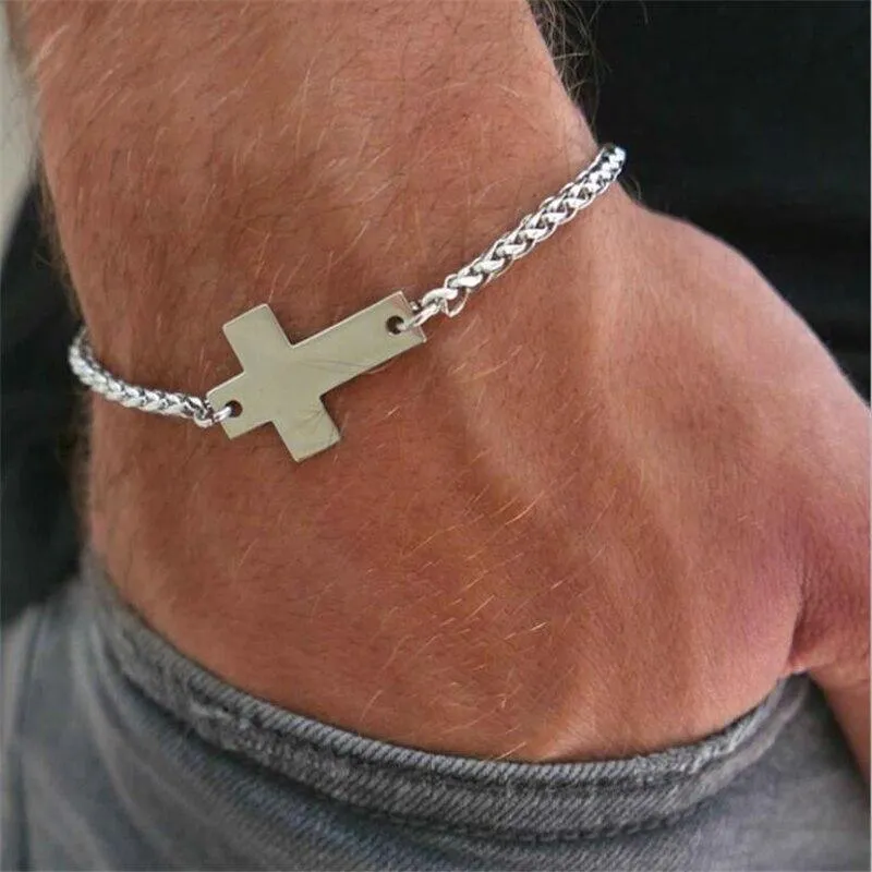 Men's Cross Bracelet <br> Glossy