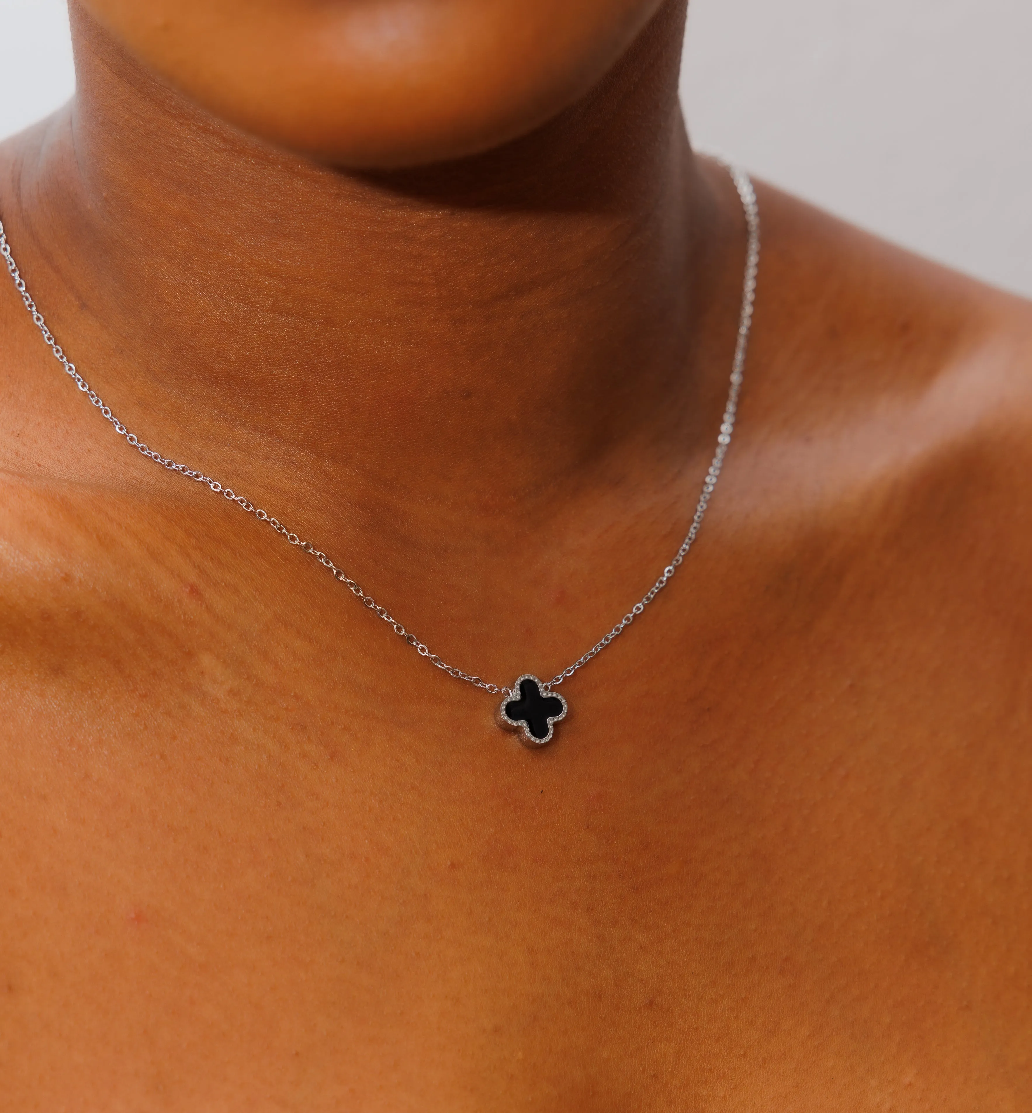 Mini Adjustable Onyx Chunky Cross Gemstone Necklace