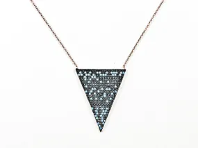 Modern Unique Colorful Pattern Triangular Shaped Silver Necklace