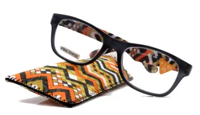 Monet, (Premium) Reading Glasses High End Readers  1 ..  3 Magnifying, (Black) (Orange) Chevron Square. Optical Frame. NY Fifth Avenue.
