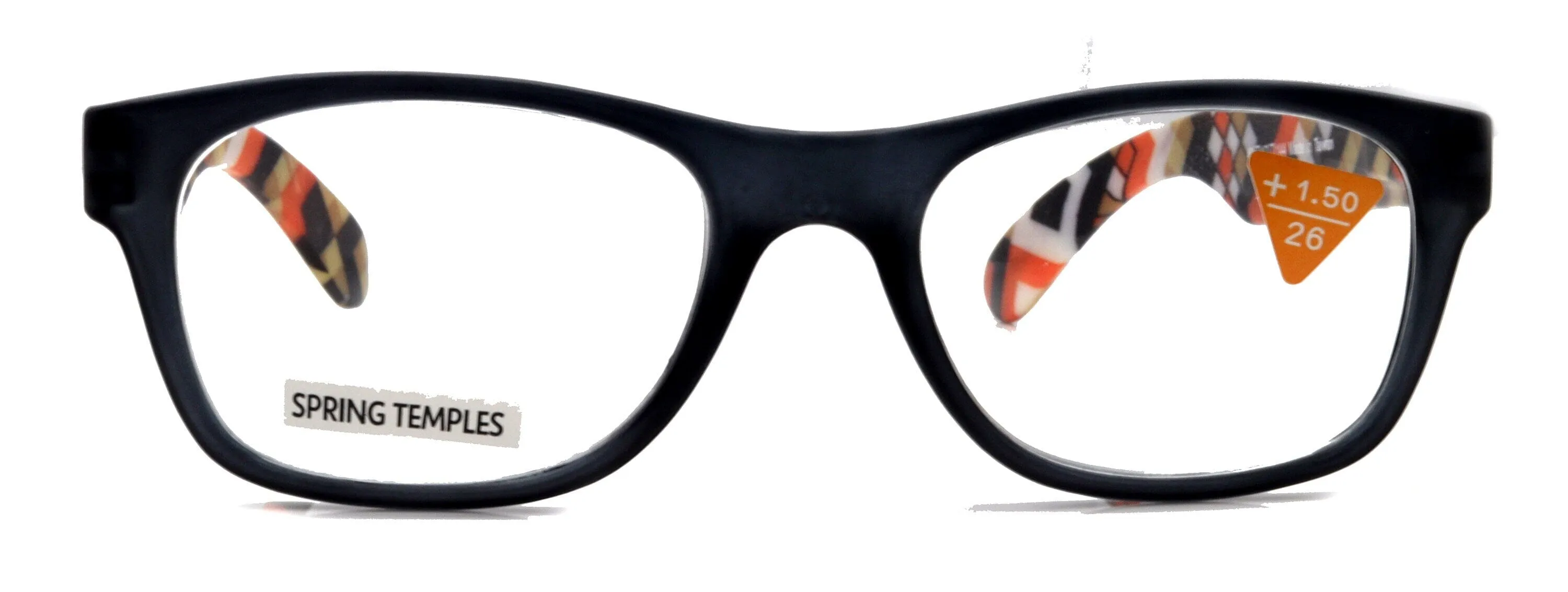 Monet, (Premium) Reading Glasses High End Readers  1 ..  3 Magnifying, (Black) (Orange) Chevron Square. Optical Frame. NY Fifth Avenue.