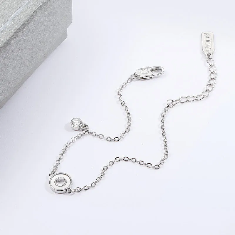 Mother of Pearl Circle Silver Bracelet for Women