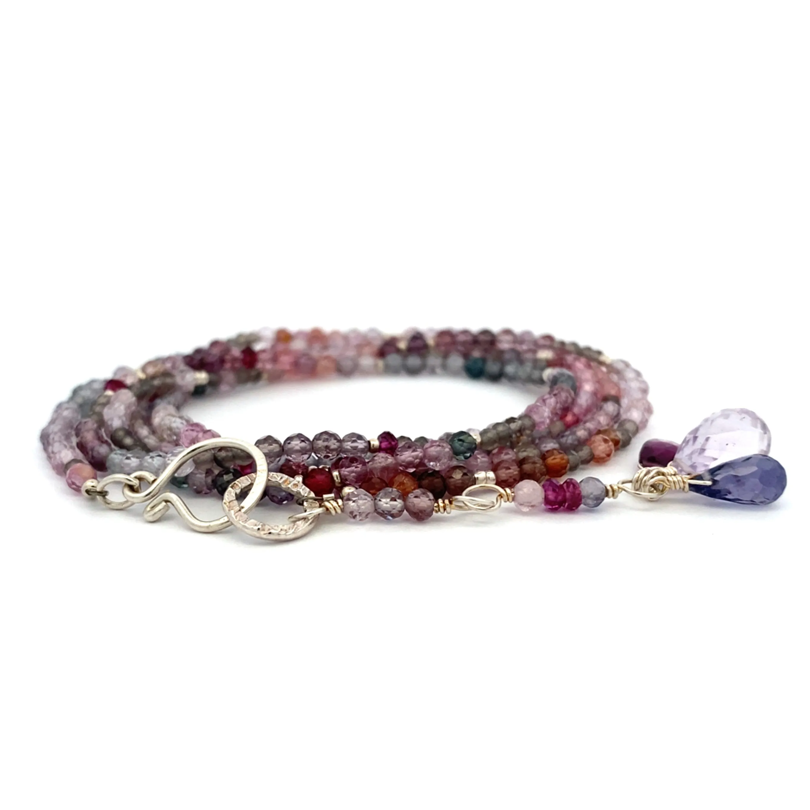 Multi Gemstone Necklace/Wrapped Bracelet with Multi-Spinel