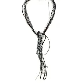 Multi Strand Lariat Metals Leather Necklace