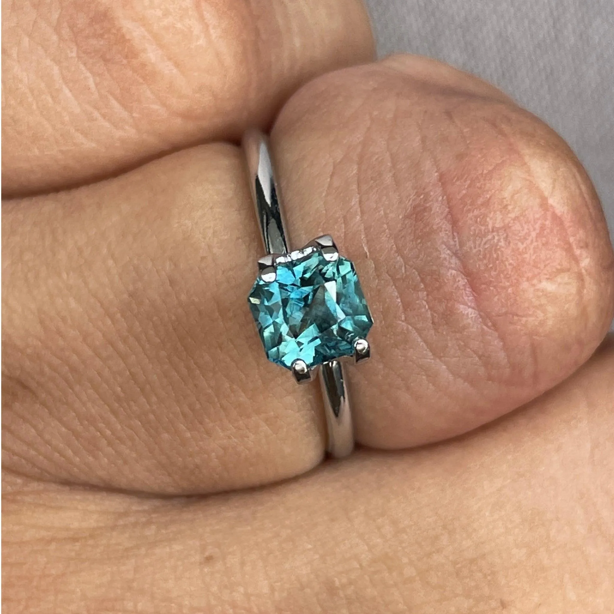 Natural Blue Green Sapphire Radiant Cut 1.43 Carat