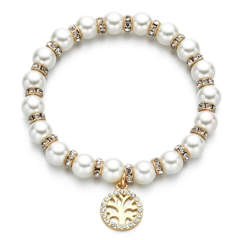 Natural Freshwater Pearls Bracelet with branches, palms, big trees, rudders, love hearts, owls pendants