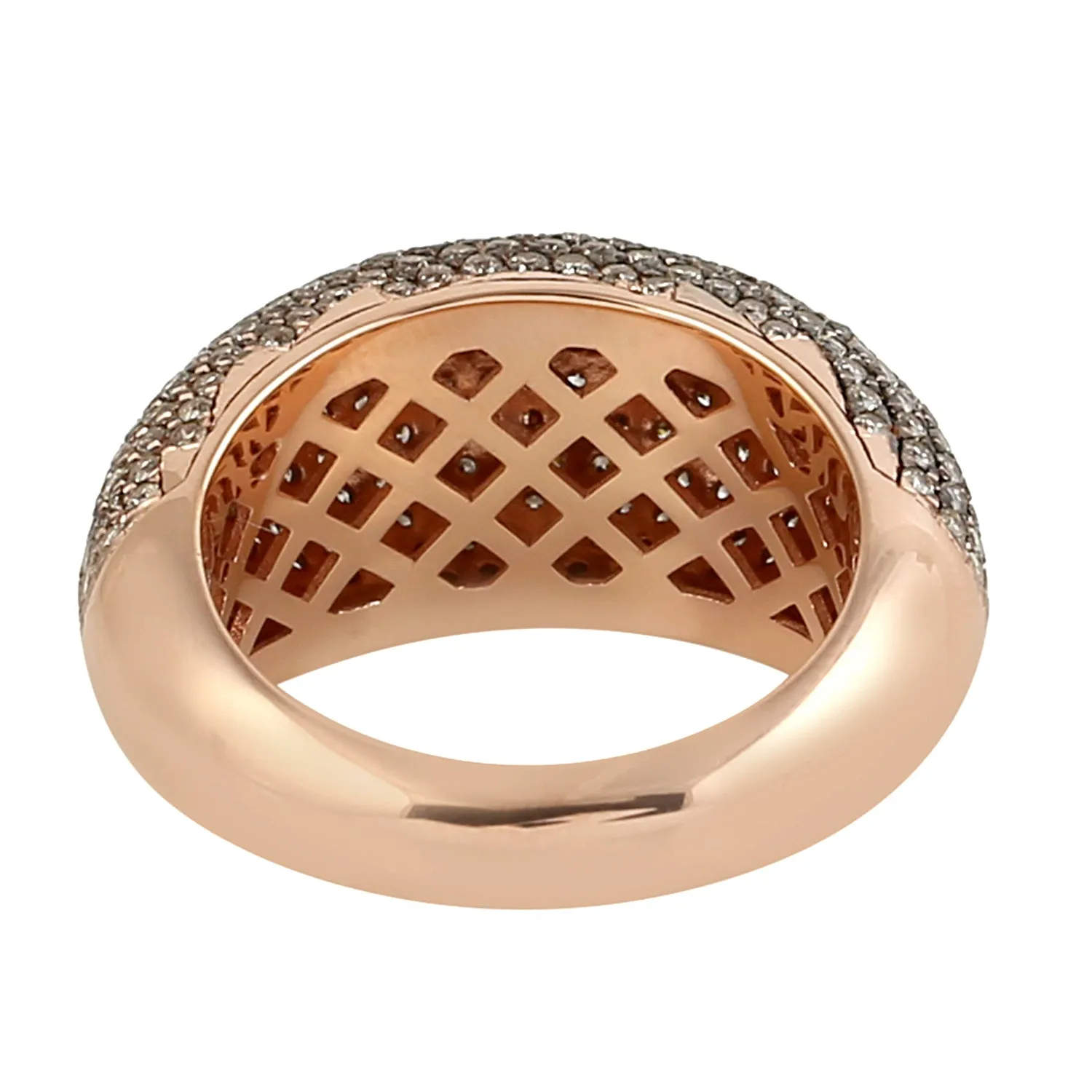 Natural Micro Pave Diamond Dome Ring In 18k Rose Gold For Her
