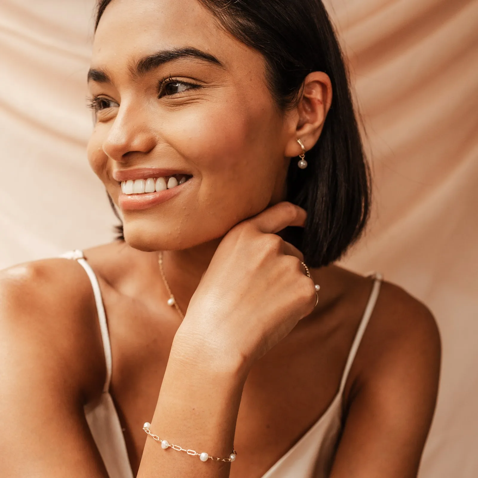 Nerida • Pearl Adorned Link Bracelet