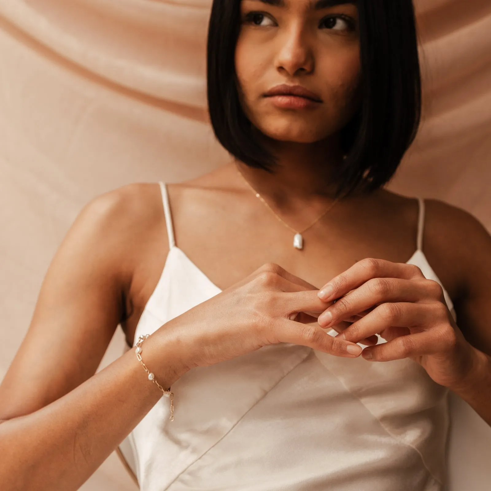 Nerida • Pearl Adorned Link Bracelet