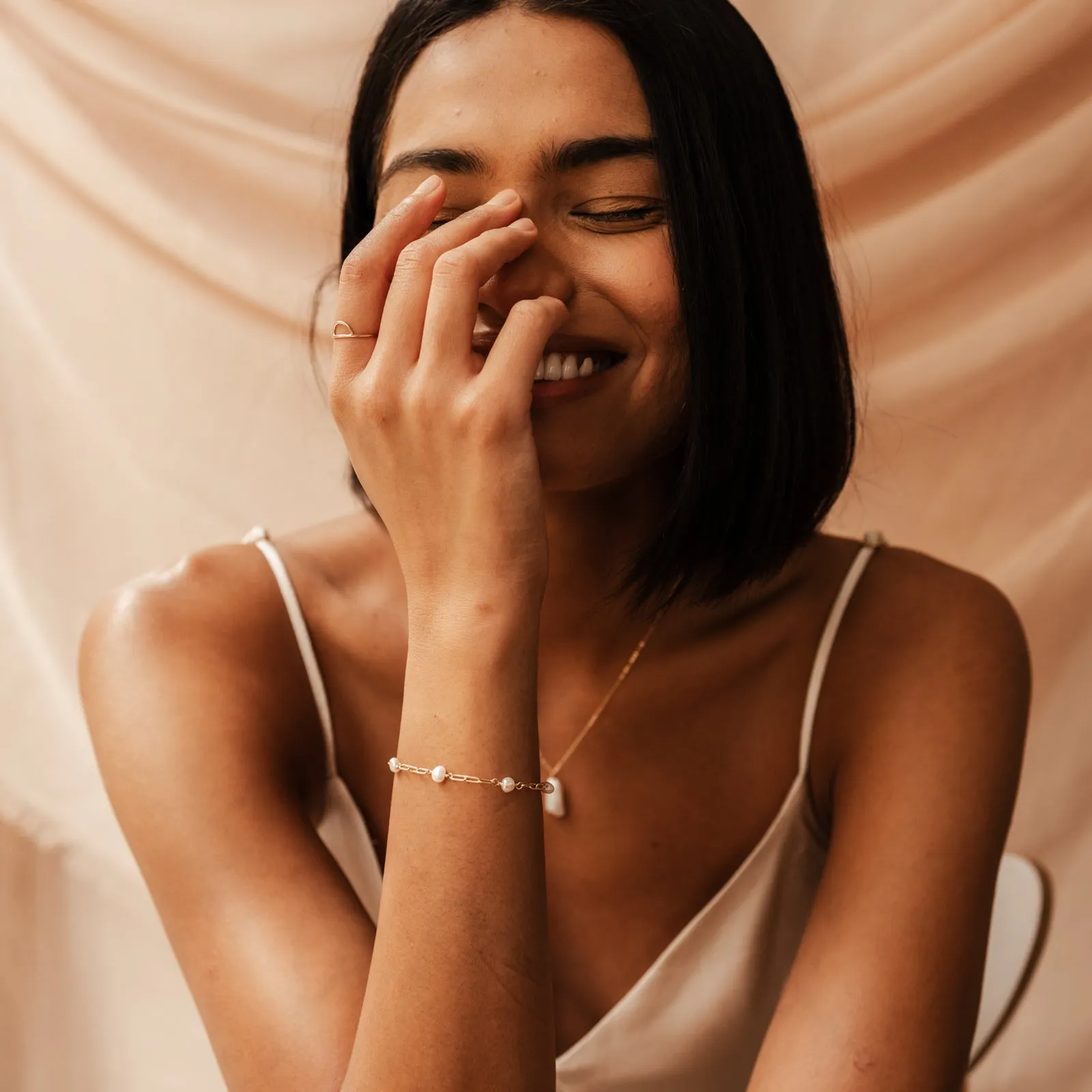 Nerida • Pearl Adorned Link Bracelet