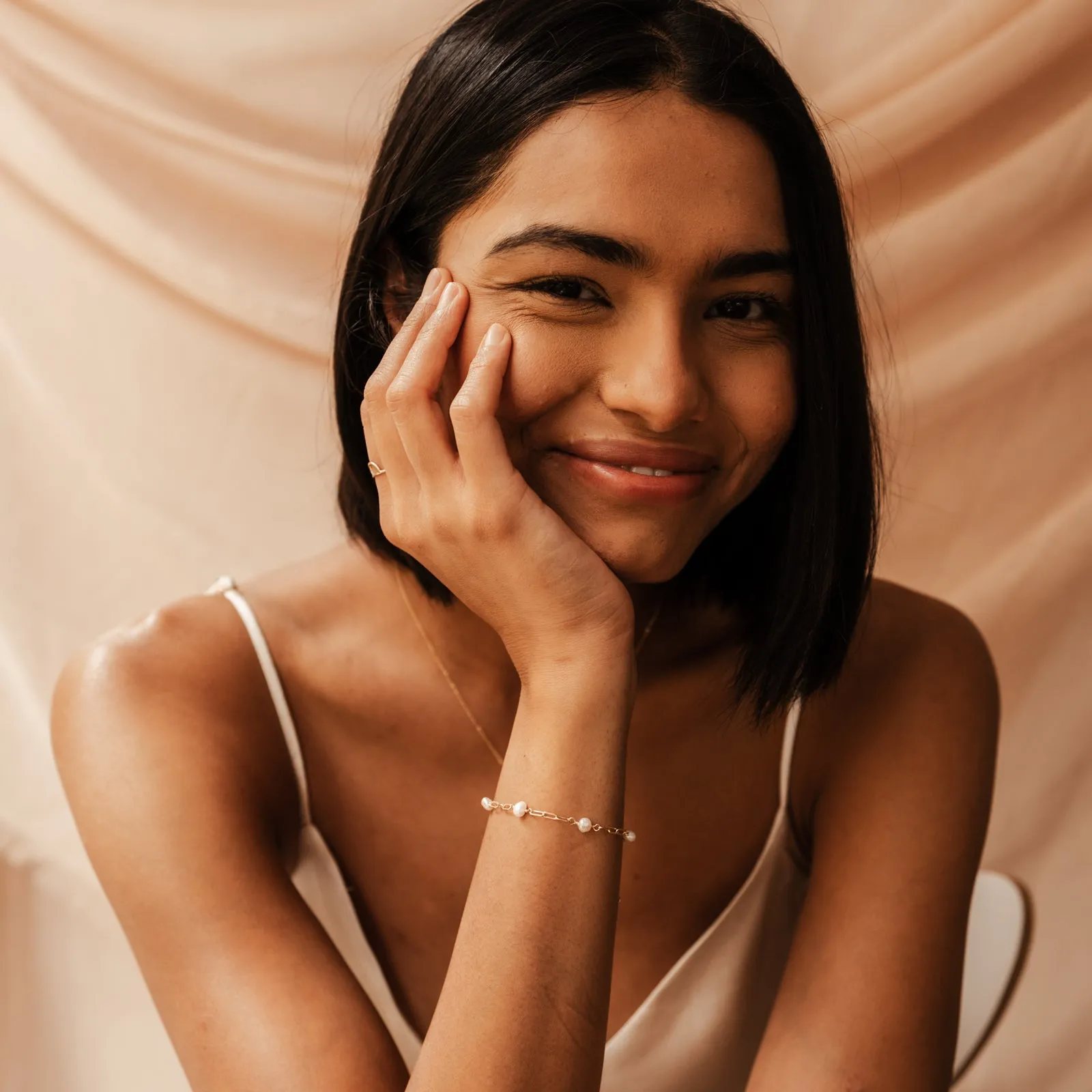 Nerida • Pearl Adorned Link Bracelet