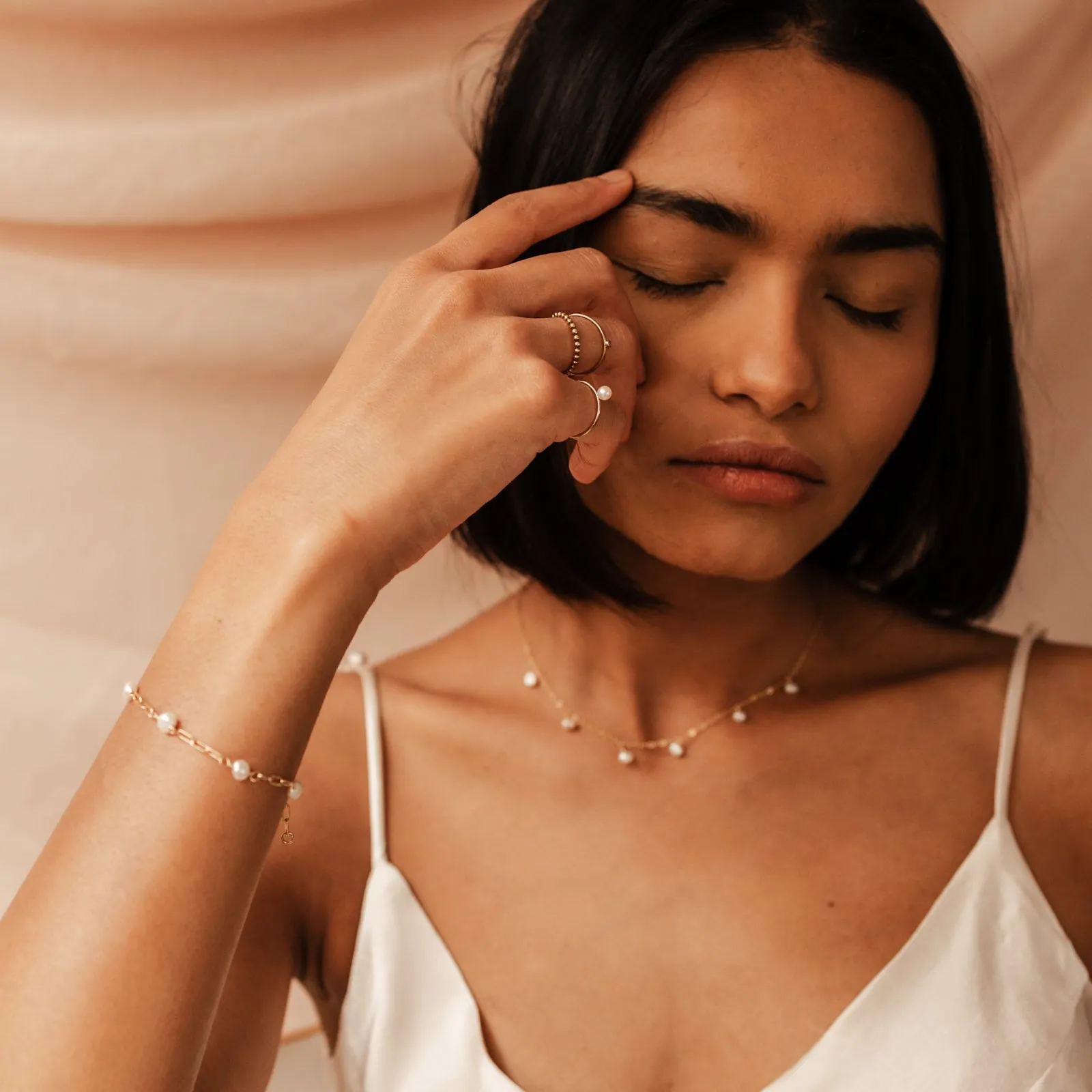 Nerida • Pearl Adorned Link Bracelet