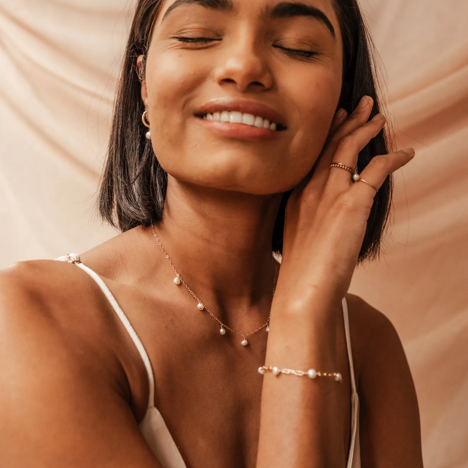 Nerida • Pearl Adorned Link Bracelet