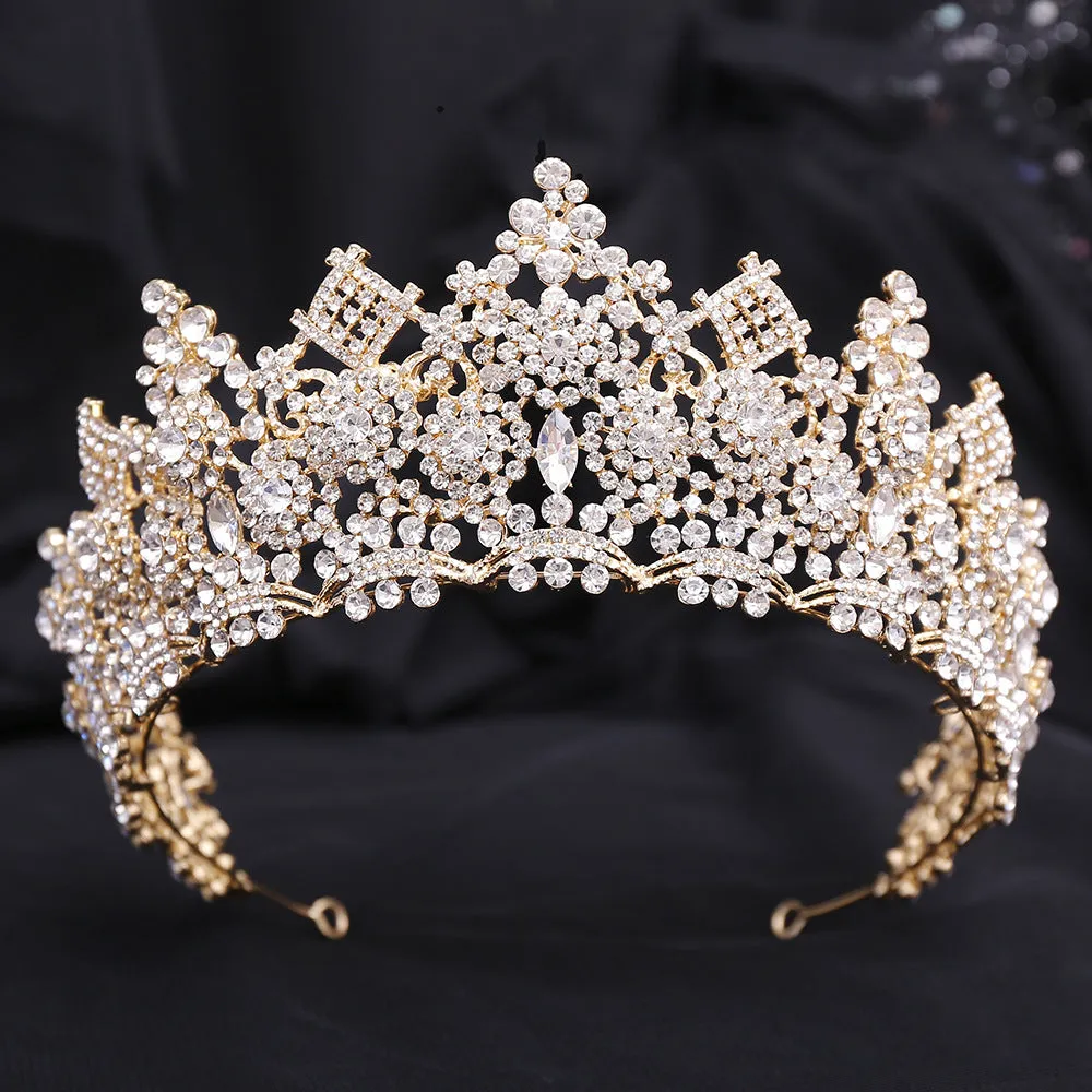 New Princess Crown Birthday Adult Crystal Tiara High-end Bridal Wedding Headwear Internet Celebrity Diamond Crown