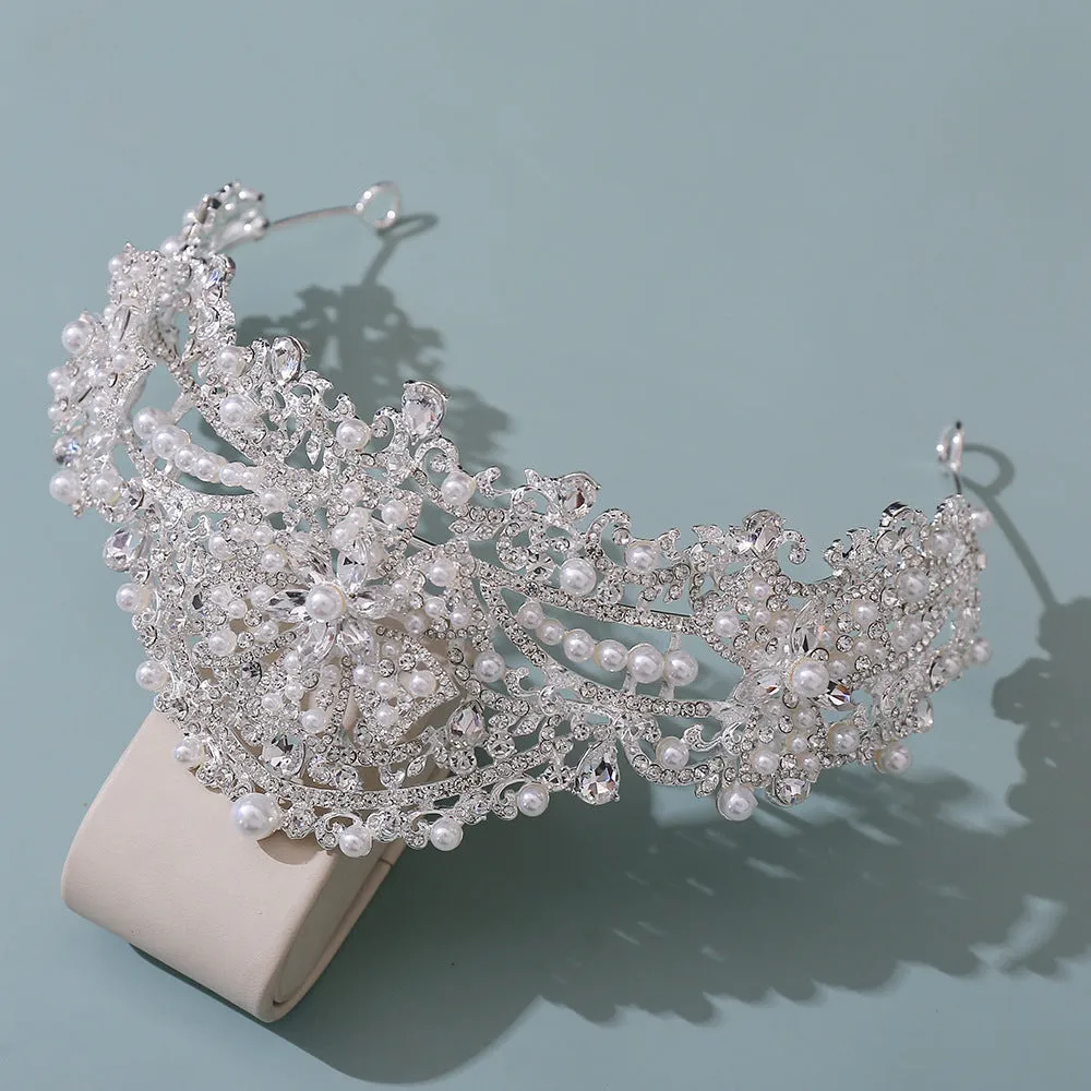 New Princess Crown Birthday Adult Crystal Tiara High-end Bridal Wedding Headwear Internet Celebrity Diamond Crown
