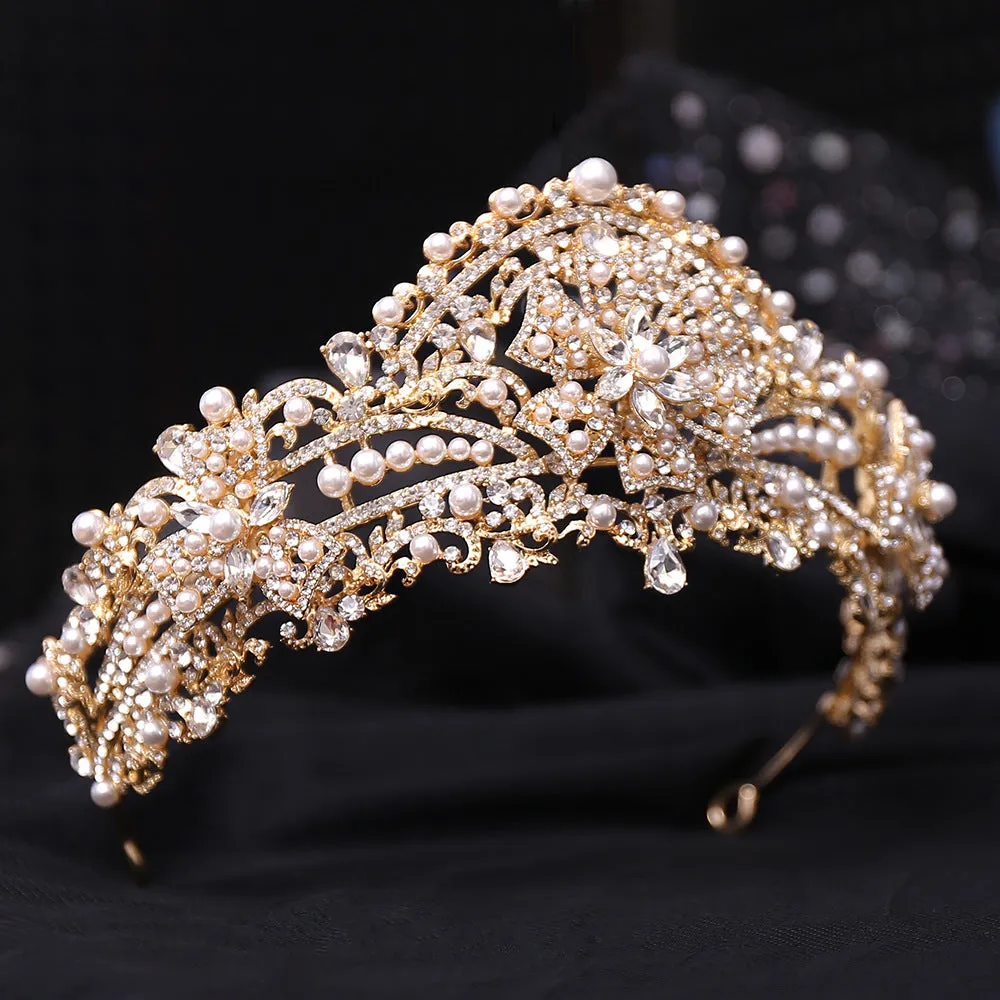 New Princess Crown Birthday Adult Crystal Tiara High-end Bridal Wedding Headwear Internet Celebrity Diamond Crown