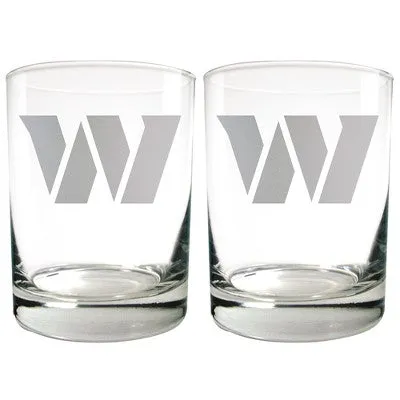 NFL Washington Commanders Laser Etched Rocks Glass Set - 2pc