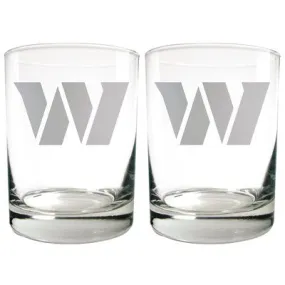 NFL Washington Commanders Laser Etched Rocks Glass Set - 2pc