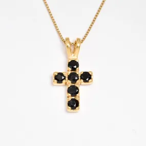 Onyx Cross Necklace - Gold Onyx - Natural Onyx Pendant-