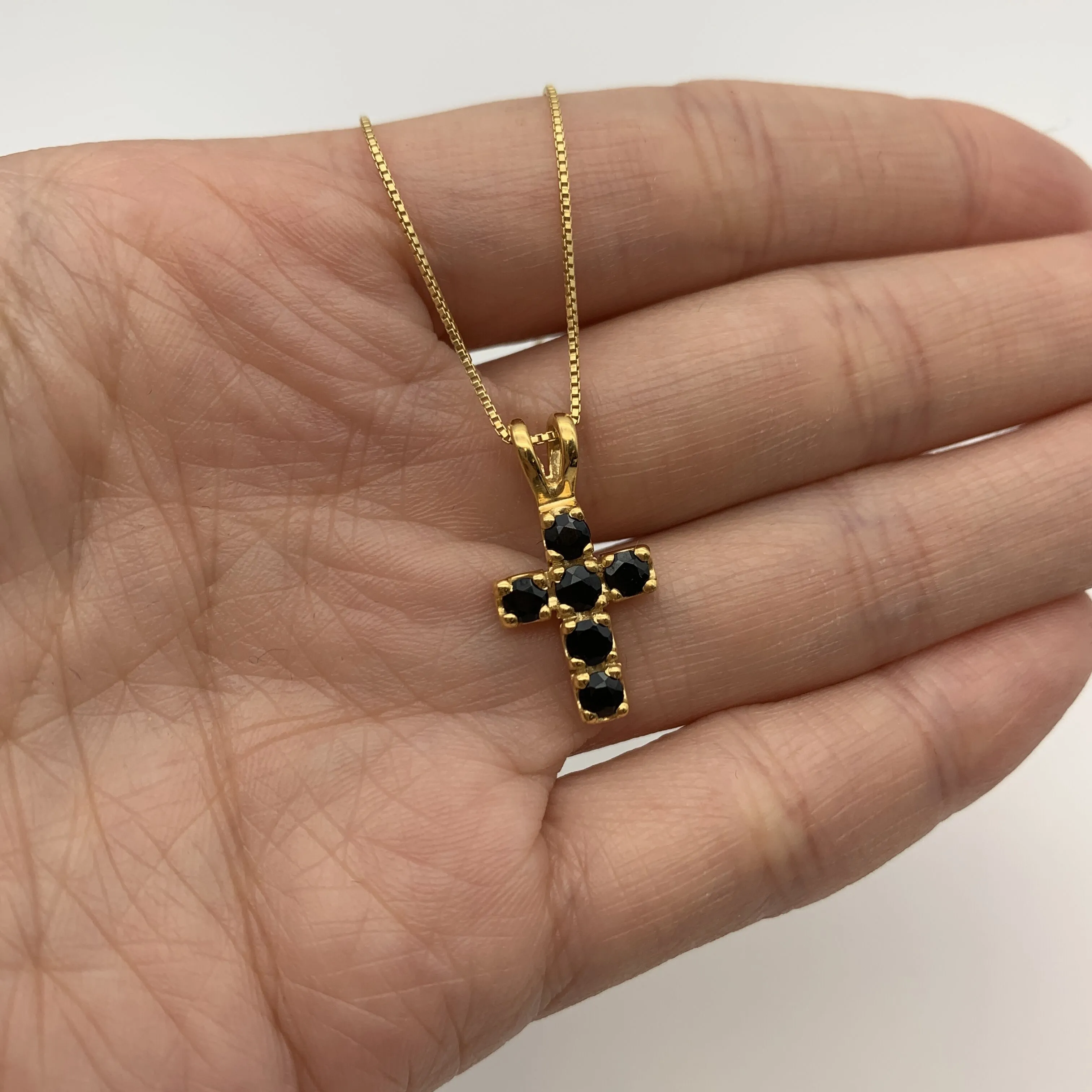 Onyx Cross Necklace - Gold Onyx - Natural Onyx Pendant-