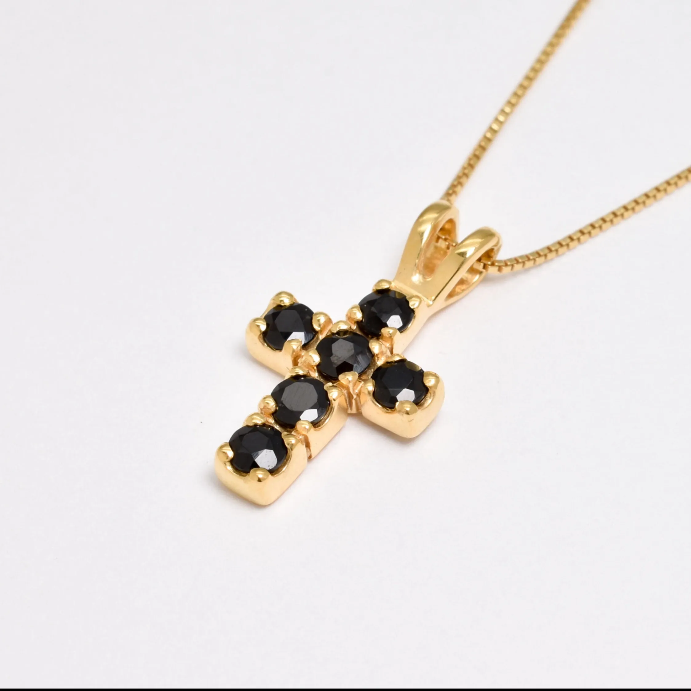 Onyx Cross Necklace - Gold Onyx - Natural Onyx Pendant-