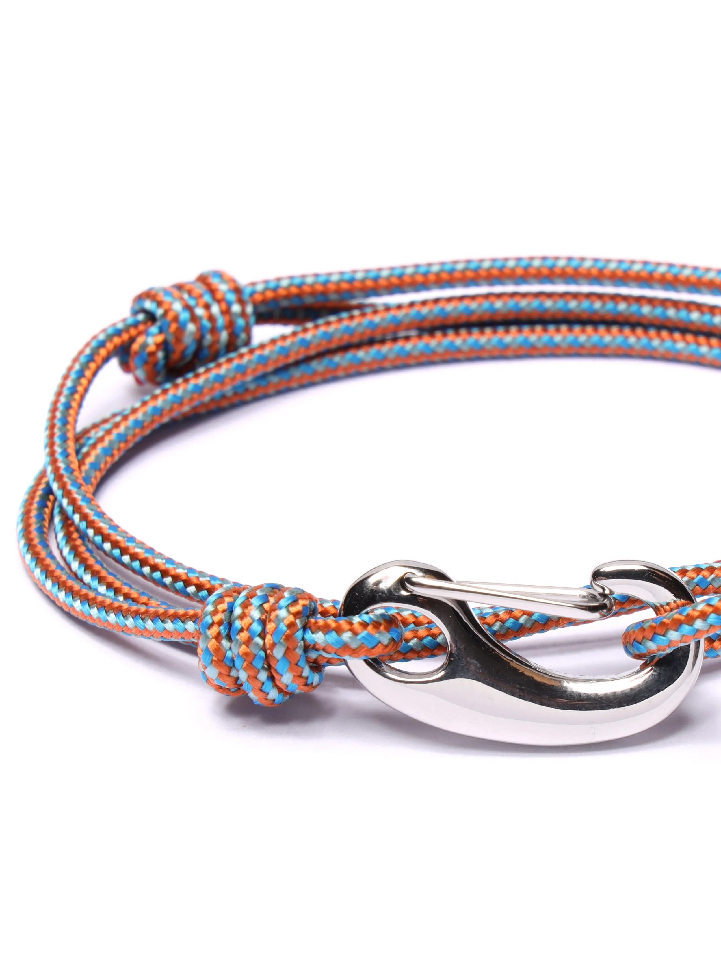 Orange   Blue Tactical Cord Bracelet for Men (Silver Clasp - 30S)