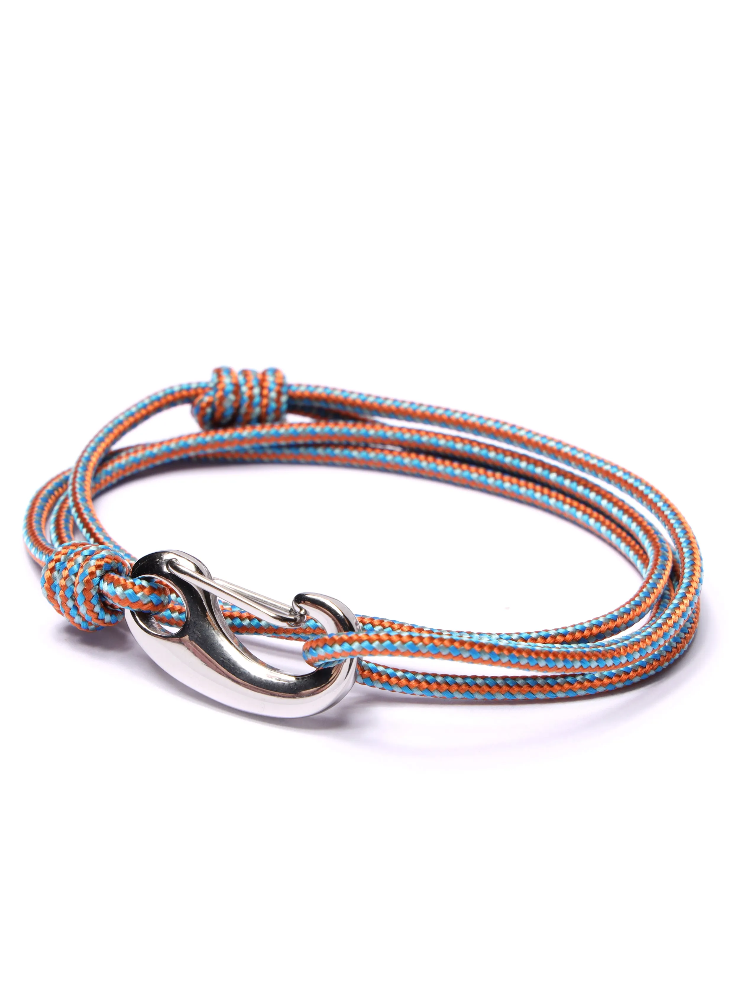 Orange   Blue Tactical Cord Bracelet for Men (Silver Clasp - 30S)