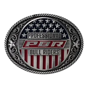 PBR Silver Oval Flag Buckle