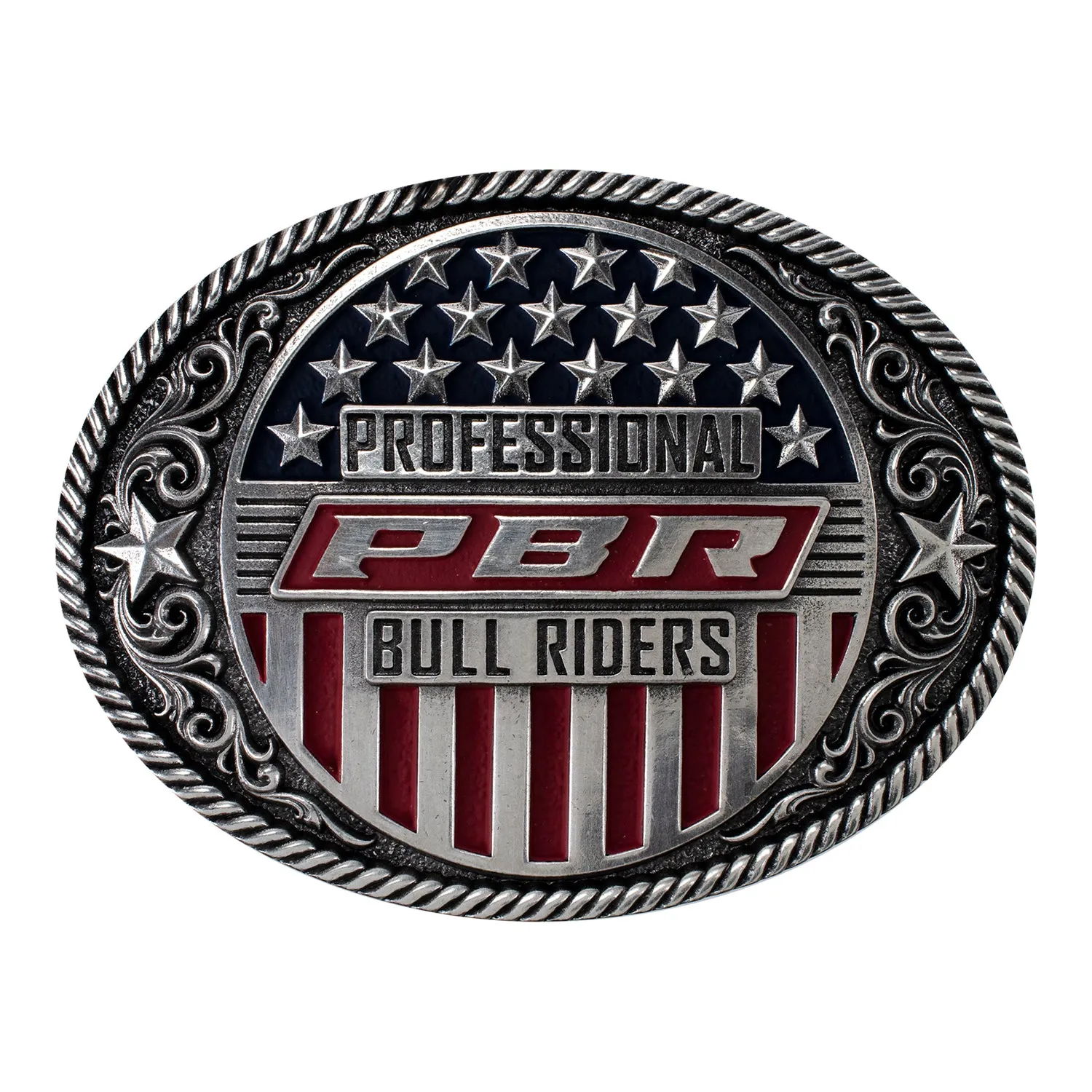 PBR Silver Oval Flag Buckle