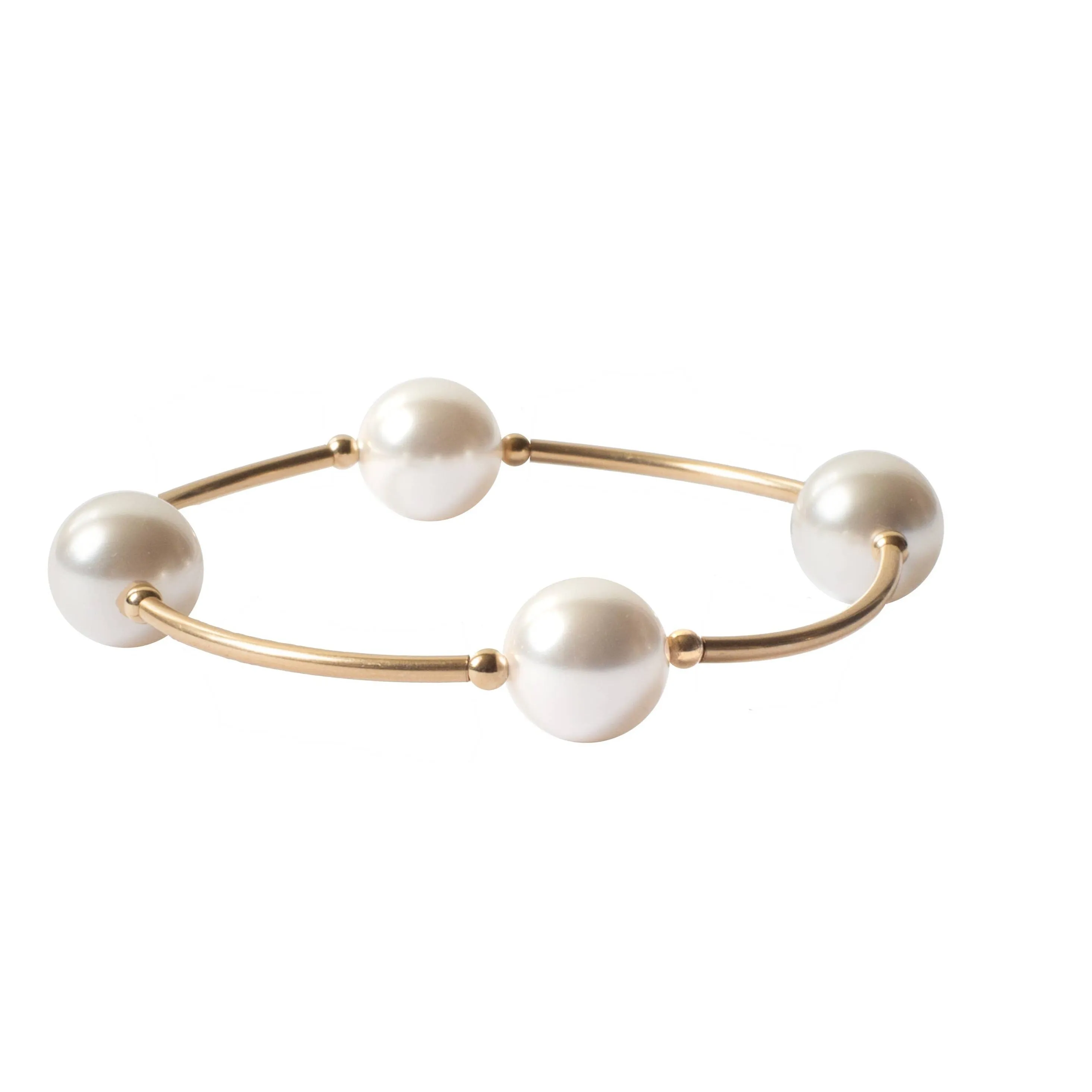 Pearl White Blessing Bracelet with Gold Filled Tubes S