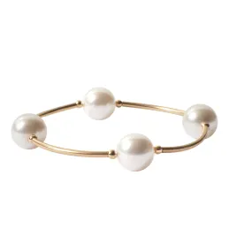 Pearl White Blessing Bracelet with Gold Filled Tubes S