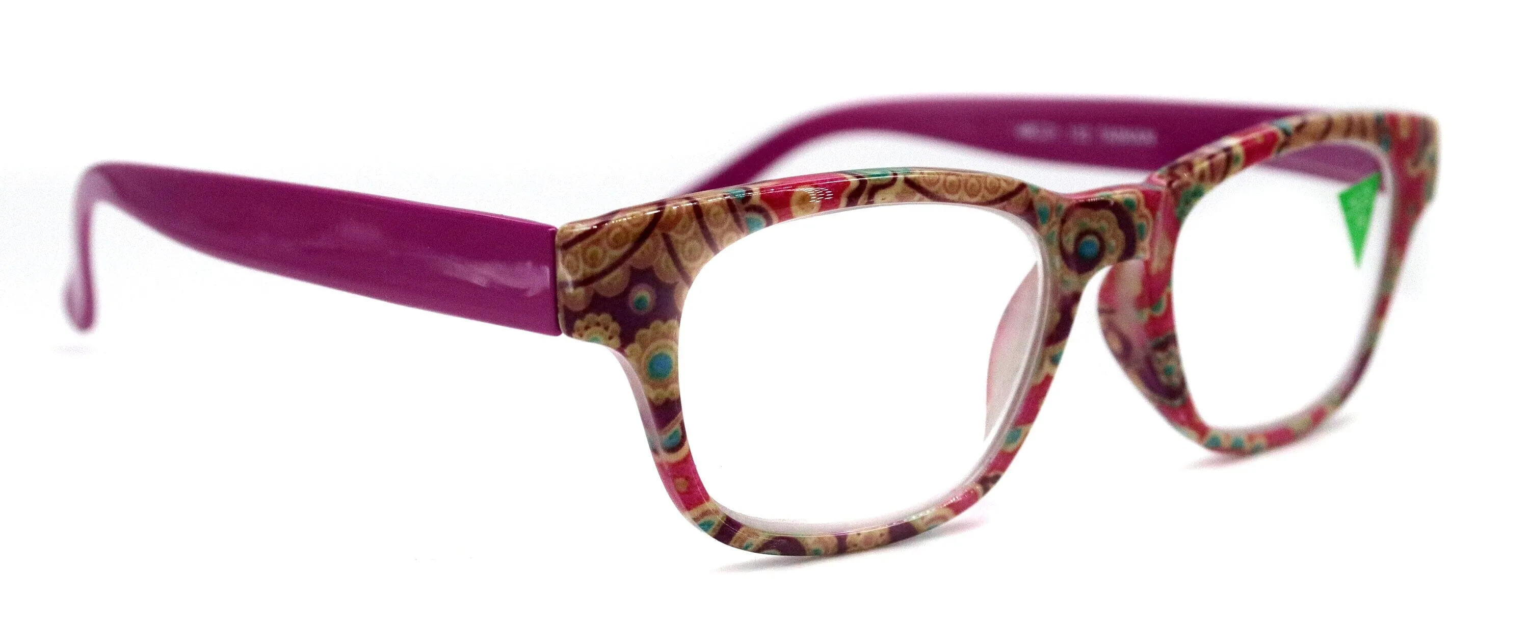 Persia, (Premium) Reading Glasses High End Reader  1.25.. 3 Magnifying Eyeglass, Square Optical Frame (Pink Fuchsia) Paisley NY Fifth Avenue