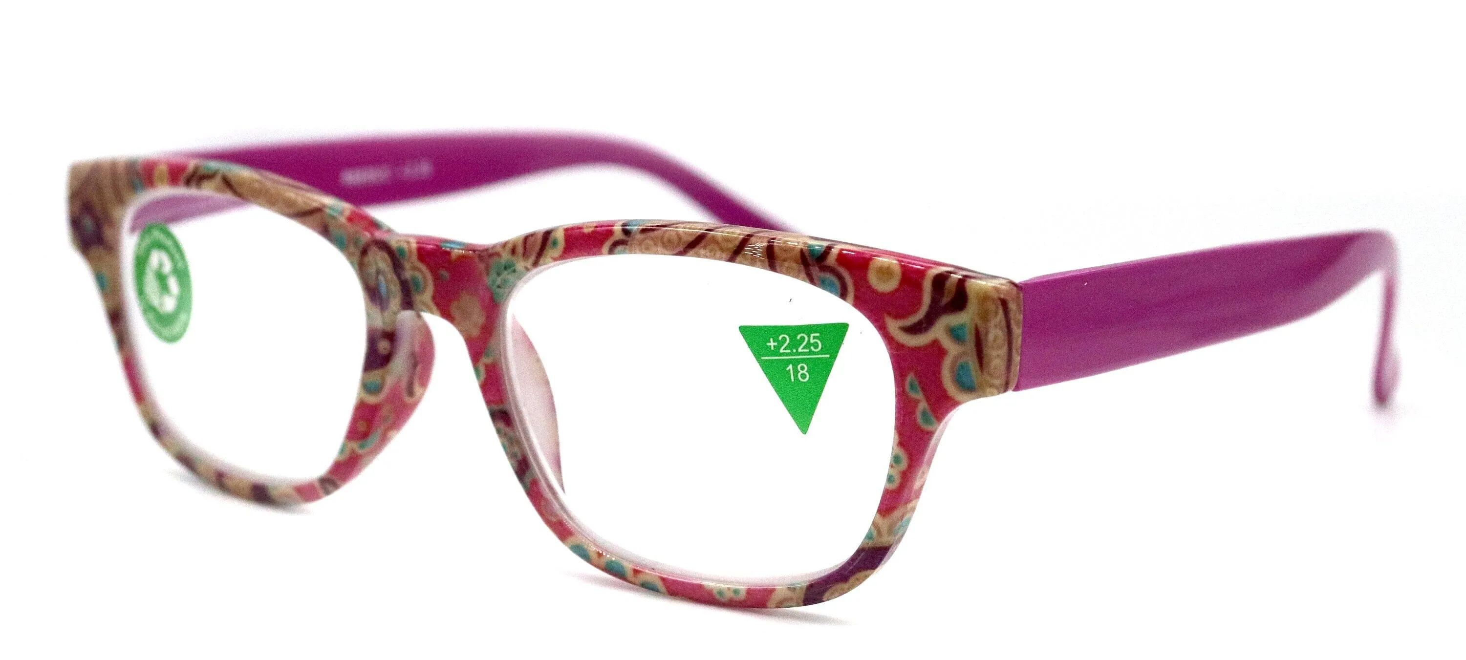 Persia, (Premium) Reading Glasses High End Reader  1.25.. 3 Magnifying Eyeglass, Square Optical Frame (Pink Fuchsia) Paisley NY Fifth Avenue