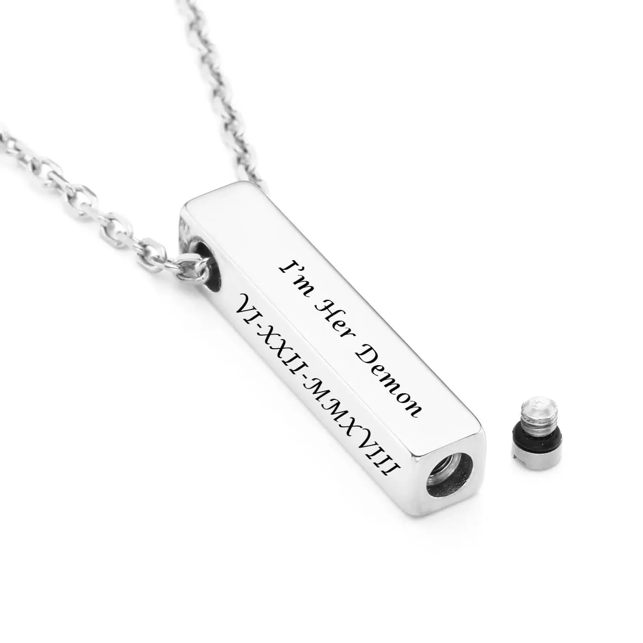 Personalized Cube BarUrn Necklace for Ashes | Jovivi