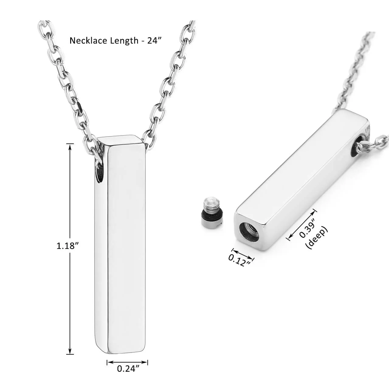 Personalized Cube BarUrn Necklace for Ashes | Jovivi
