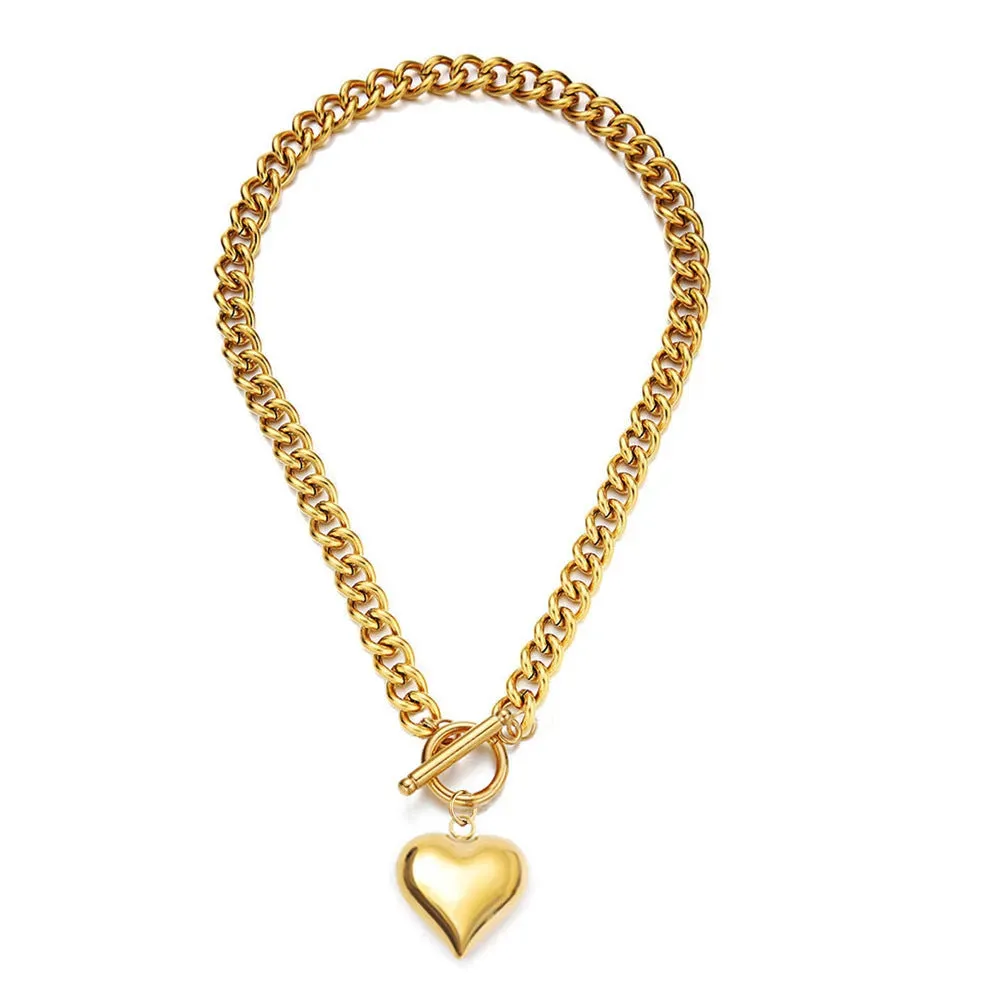 Personalized Punk Stainless Steel Peach Heart Pendant Hemp Flowers Valentine Necklace