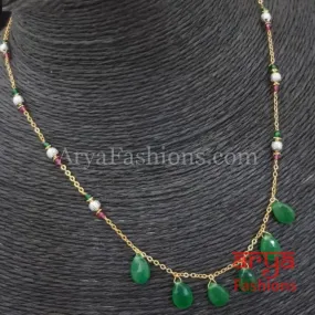 Pink Green beads Necklace/Kundan Necklace/Indian Beads Necklace
