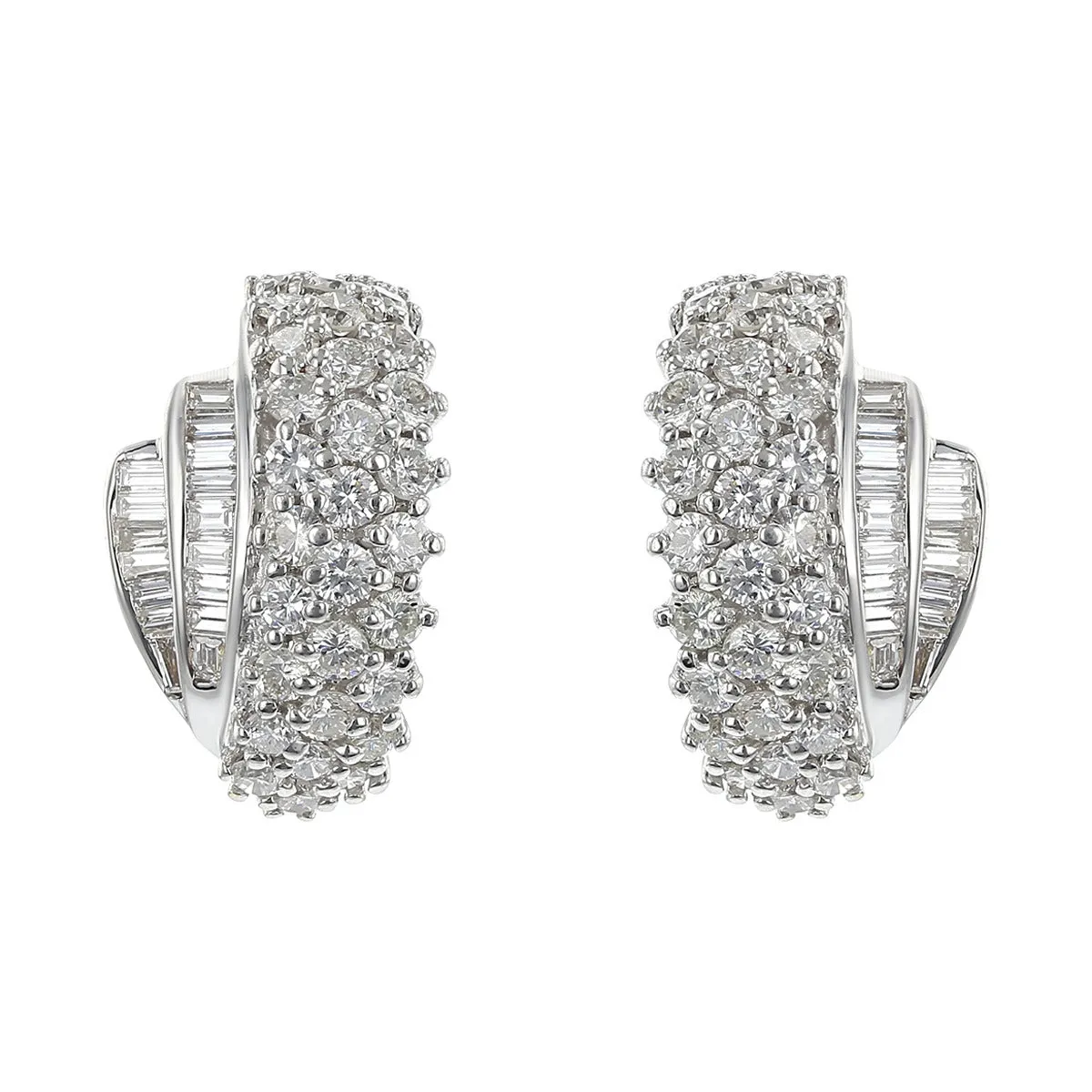 Platinum Multi-cut Diamond Clip-on Earrings